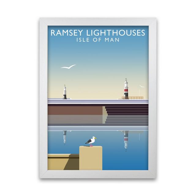 Ramsey Lighthouses Isle Of Man by Richard O'Neill - Print 17 Stories Size: 84.1 cm H x 59.4 cm W x 3 cm D, Frame Options: White on Productcaster.