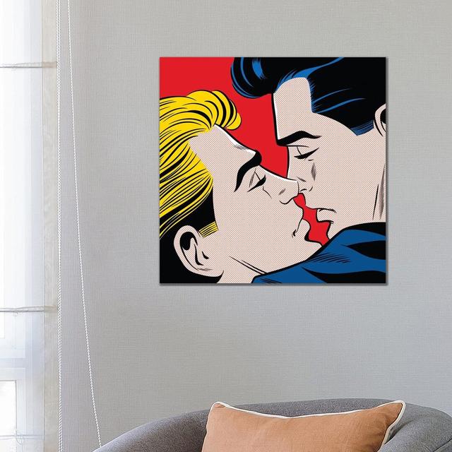 Kiss by Joseph McDermott - Print on Canvas George Oliver Size: 66.04cm H x 66.04cm W x 3.81cm D, Format: Wrapped Canvas on Productcaster.