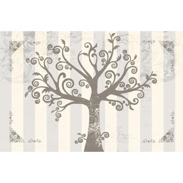 Tree Silhouette Gray - Wrapped Canvas Graphic Art ClassicLiving Size: 61cm H x 91cm W x 3.8cm D on Productcaster.