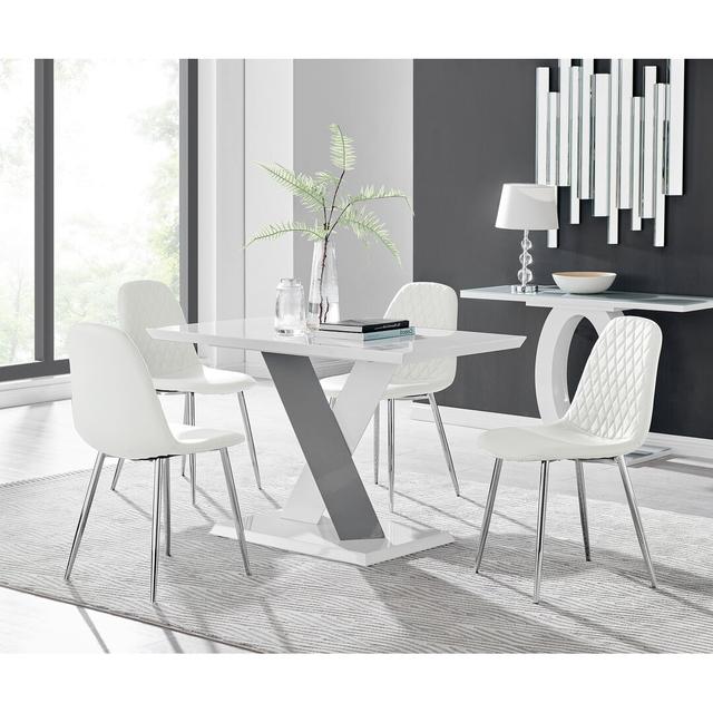 Corova 5 - Piece Dining Set Canora Grey Colour (Chair): White/Silver on Productcaster.