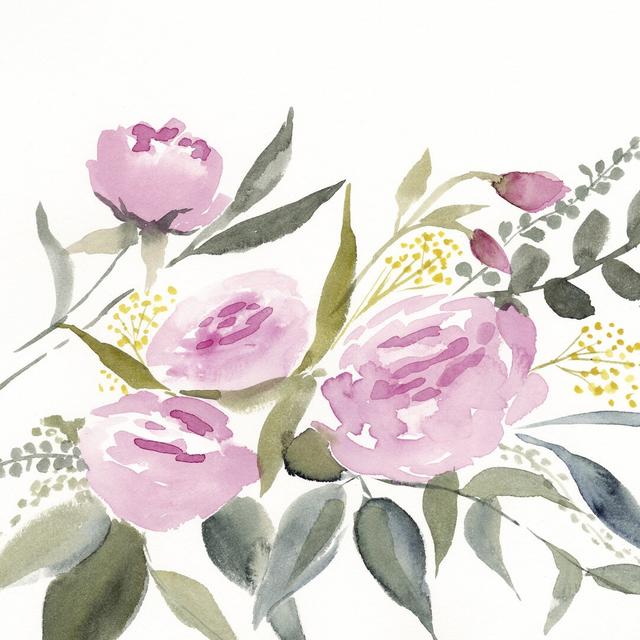 Rosebud Watercolour I by Victoria Borges - Wrapped Canvas Painting Mercer41 Size: 91cm H x 91cm W on Productcaster.