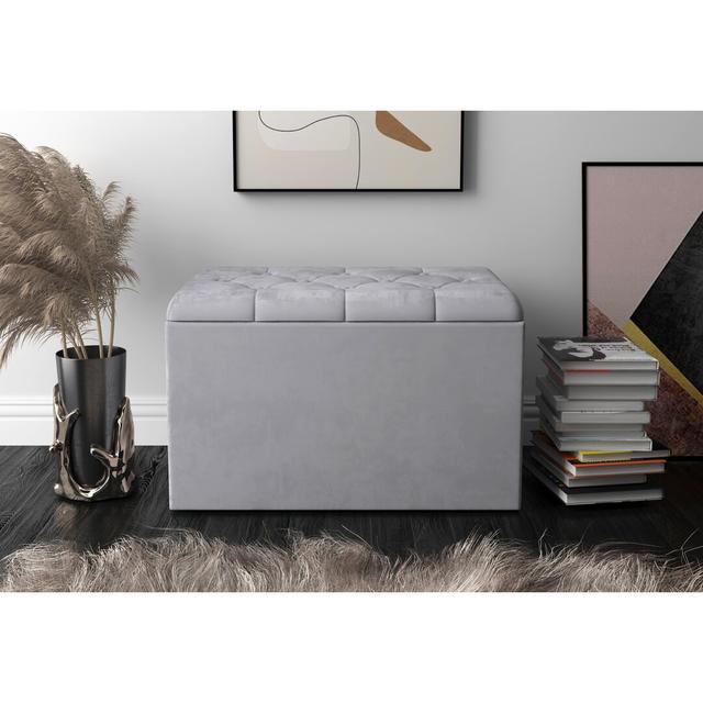 Fayerene Upholstered Storage Bench Blue Elephant Upholstery: Grey Velvet, Size: H46.99 x W76.2 x D46.99cm on Productcaster.