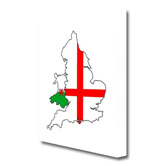 Wales and England Map - Wrapped Canvas Graphic Art Print" East Urban Home Size: 142.2 cm H x 101.6 cm W on Productcaster.