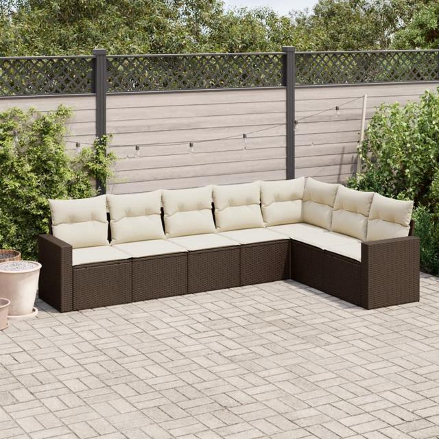 Gartenecksofa mit Polster DEvidaxl Farbe des Kissens: Beige, Rahmenfarbe: Braun on Productcaster.