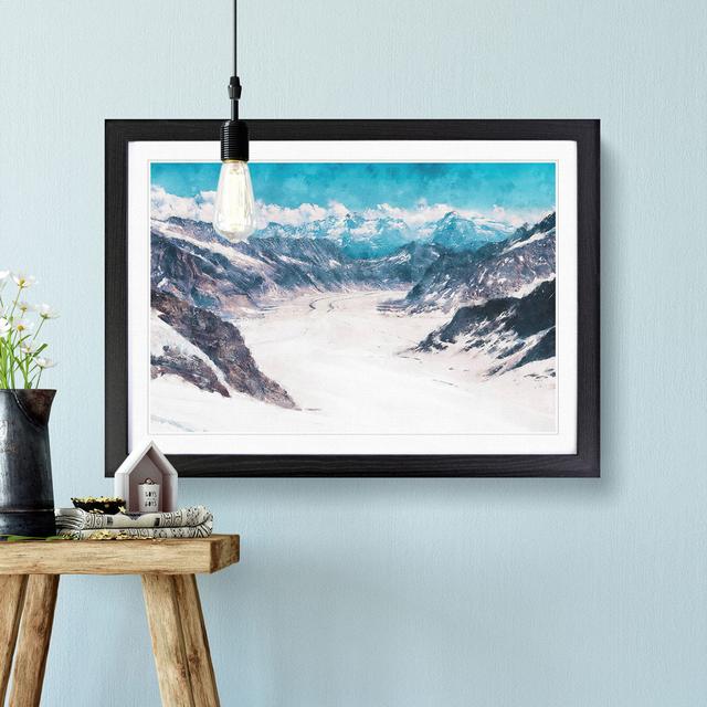 Aletsch Glacier In Switzerland - Single Picture Frame Painting on MDF East Urban Home Format: Black, Size: 45cm H x 63cm W x 2cm D on Productcaster.