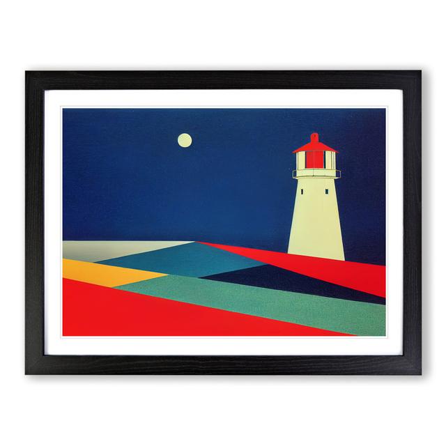 Lighthouse Abstract Art - Picture Frame Graphic Art Breakwater Bay Size: 46cm H x 64cm W, Frame Colour: Black on Productcaster.