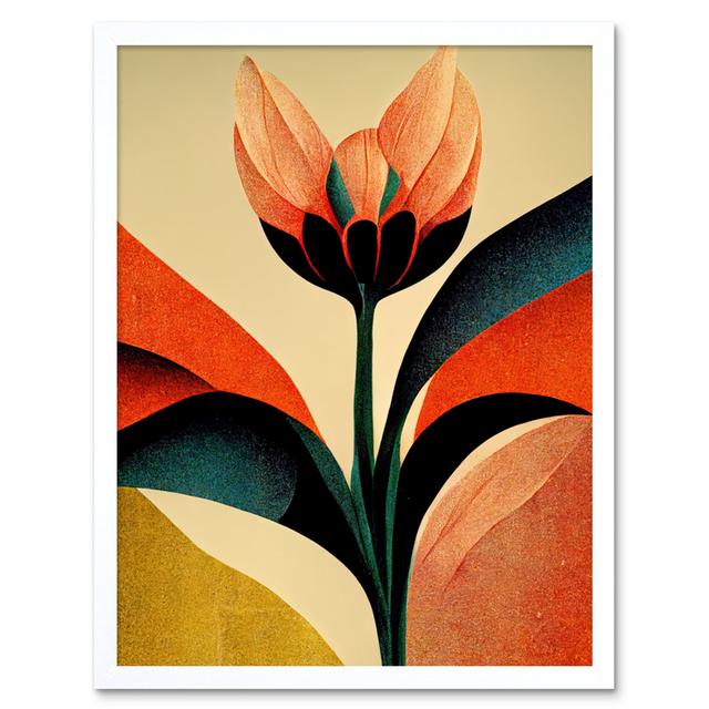 Abstract Flower Art Deco Symmetry - Print Wee Blue Coo Format: White Framed Paper, Size: 25.9cm H x 20.6cm W on Productcaster.