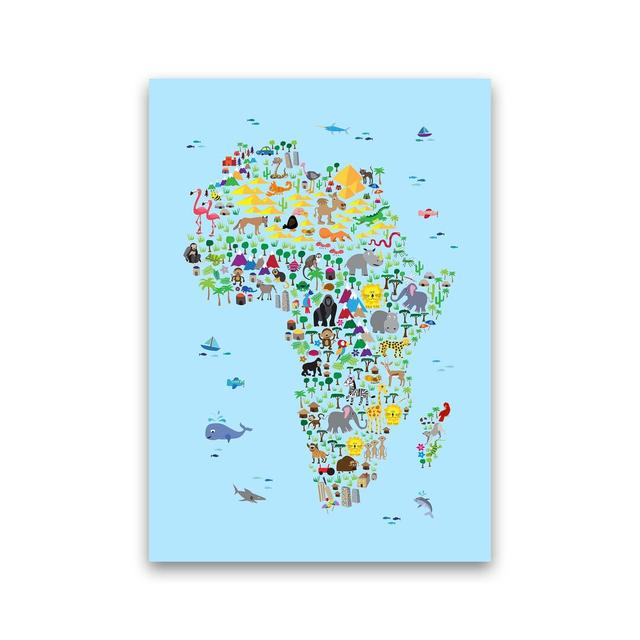 Animal Map Of Africa Nursery by Michael Tompsett - Print Zoomie Kids Size: 42cm H x 30cm W x 1cm D, Format: Unframed on Productcaster.