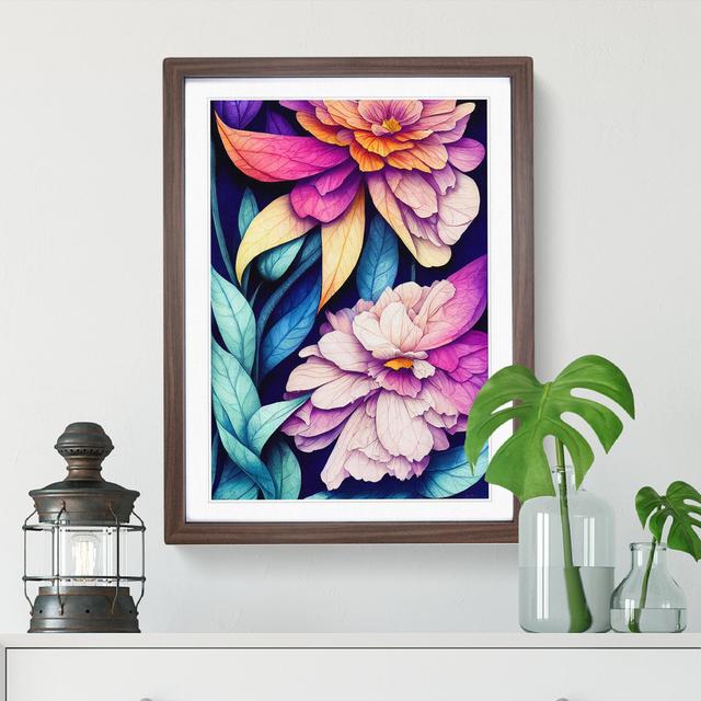 Attractive Flowers - Single Picture Frame Painting Marlow Home Co. Frame Colour: Walnut Framed, Size: 46cm H x 34cm W x 2cm D on Productcaster.