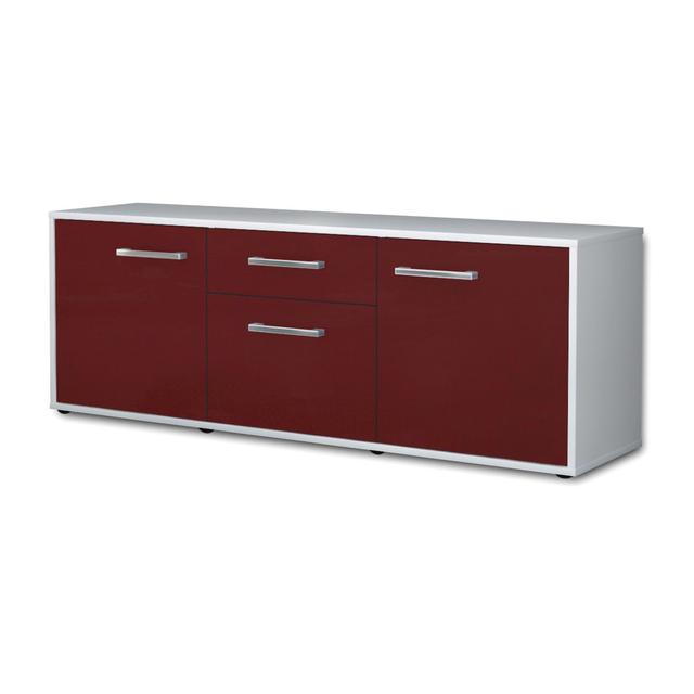 TV-Ständer Alham, Farbe: Lila/Anthrazit, Freistehend/Metallgriffe, Größe: 92x49x35 cm ModernMoments Farbe: Rot/Weiß on Productcaster.