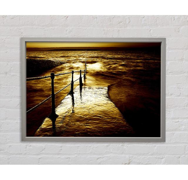 Stunning Blue Ocean Walkway - Single Picture Frame Art Prints on Canvas Bright Star Colour: Brown, Size: 84.1cm H x 118.9cm W x 3.3cm D on Productcaster.