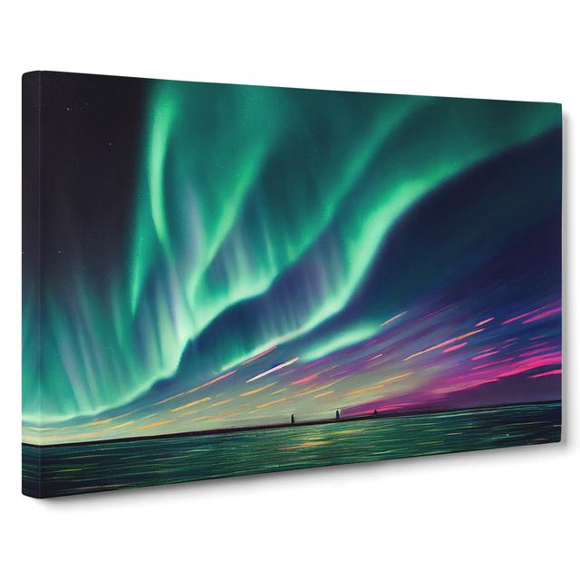 Eye Catching Northern Lights - Wrapped Canvas Painting ClassicLiving Size: 40cm H x 60cm W x 3cm D on Productcaster.