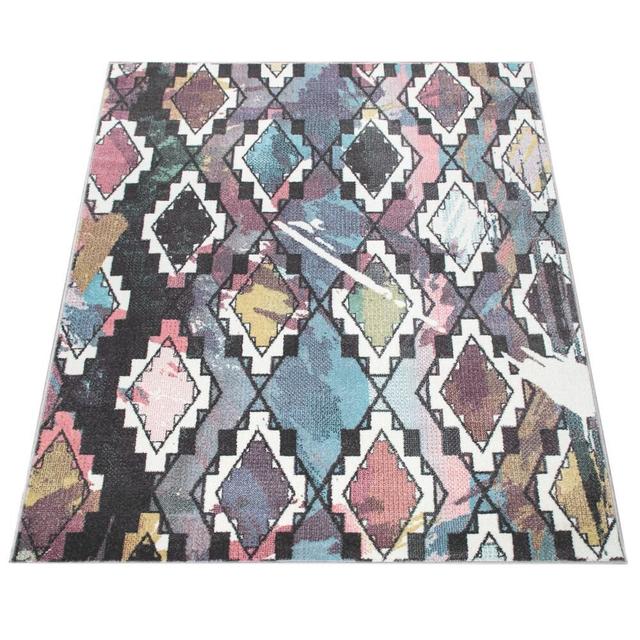 Anandi Geometric Machine Woven Blue/Pink/Brown Area Rug 17 Stories Rug Size: Rectangle 120 x 170cm on Productcaster.