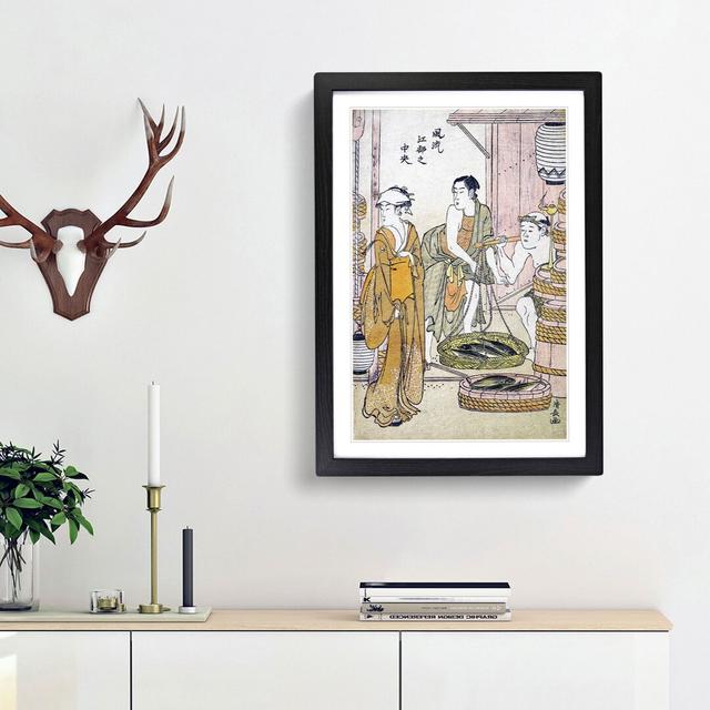 The Fish-Monger by Torii Kiyonaga - Picture Frame Painting Print East Urban Home Frame Option: Black Framed, Size: 65cm H x 48cm W x 2cm D on Productcaster.