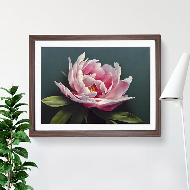 Stupendous Peony Flower - Picture Frame Graphic Art Marlow Home Co. Size: 34cm H x 46cm W x 2cm D, Frame Colour: Walnut on Productcaster.