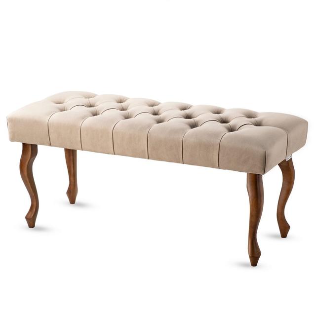 Upholstered Bench bench4home Size: H40 x W120 x D35cm, Upholstery Colour: Latte, Leg Colour: Walnut on Productcaster.