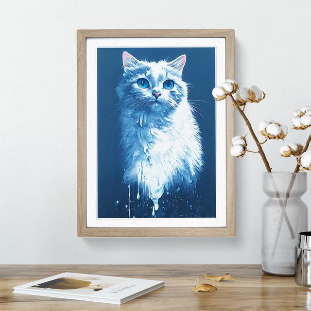 Painted Cat No.6 - Single Picture Frame Painting Marlow Home Co. Frame Colour: Oak Framed, Size: 64cm H x 46cm W x 2cm D on Productcaster.