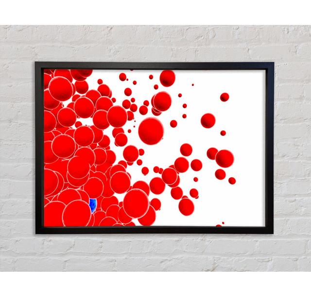 Red Bubbles Framed Print Ivy Bronx Format: Black Framed Canvas, Size: 59.7cm H x 84.1cm W x 3.3cm D on Productcaster.