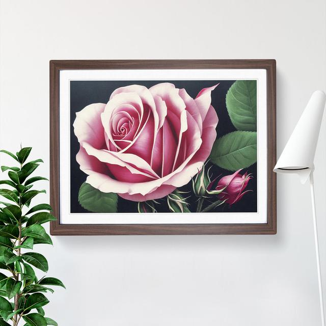 XH1022-7510X Riveting Rose Flower - Single Picture Frame Painting Marlow Home Co. Frame Colour: Walnut , Size: 34cm H x 46cm W x 2cm D on Productcaster.