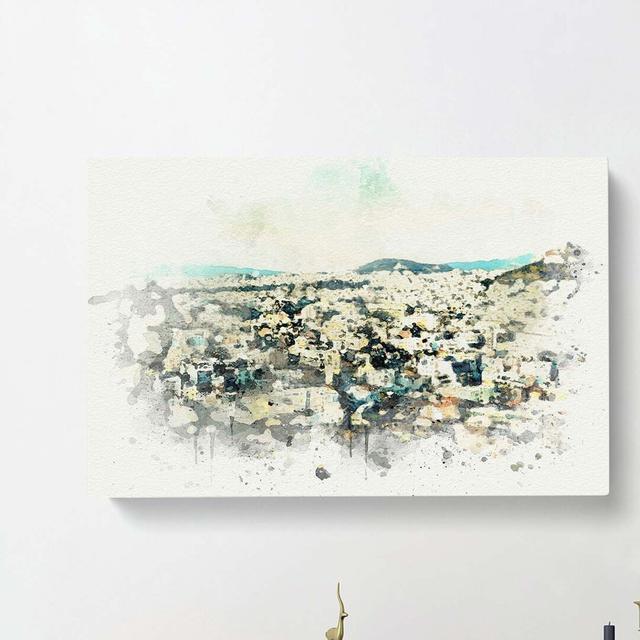 Athens Skyline in Greece in Abstract - Wrapped Canvas Graphic Art Print East Urban Home Size: 60cm H x 91cm W x 3cm D on Productcaster.