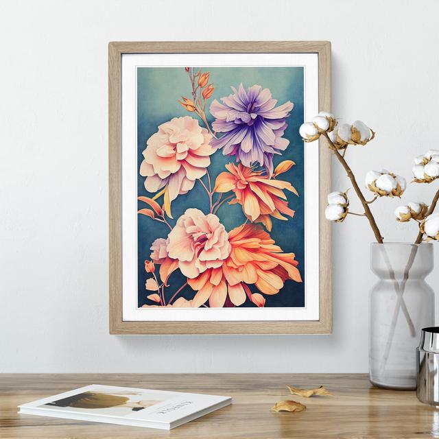 Stunning Watercolour Flowers No.3 - Single Picture Frame Painting Marlow Home Co. Frame Colour: Oak Framed, Size: 34cm H x 25cm W x 2cm D on Productcaster.