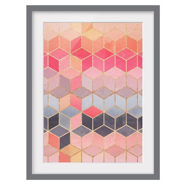 Colourful Pastel Golden Geometry - Picture Frame Graphic Art Canora Grey Size: 40cm H x 30cm W x 2cm D, Frame Option: Grey on Productcaster.