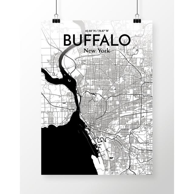 Buffalo City Map - No Frame Print East Urban Home Size: 70.8 cm H x 40.6 cm W on Productcaster.