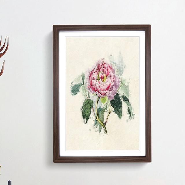 Illustration of a Pink Peony - Picture Frame Painting Print East Urban Home Frame Option: Walnut Framed, Size: 65cm H x 48cm W x 2cm D on Productcaster.