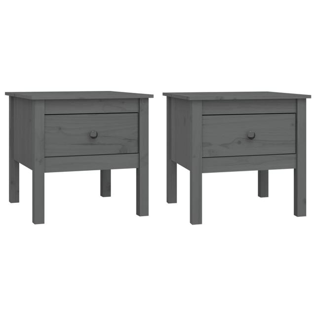 Latitude Run Side Tables 2 Pcs 50X50x49 Cm Solid Wood Pine (Set of 2) Latitude Run Colour: Grey on Productcaster.