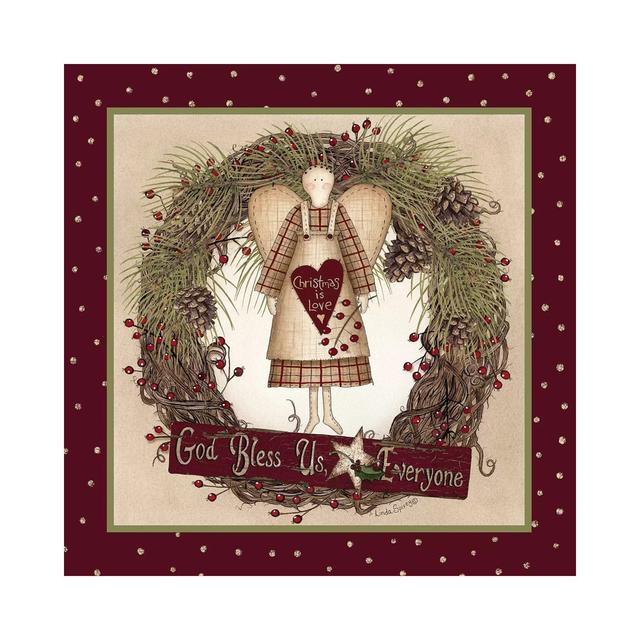 Folk Angel Christmas Wreath by Lori Deiter - Wrapped Canvas Graphic Art The Seasonal Aisle Size: 93.98cm H x 93.98cm W x 1.91cm D on Productcaster.