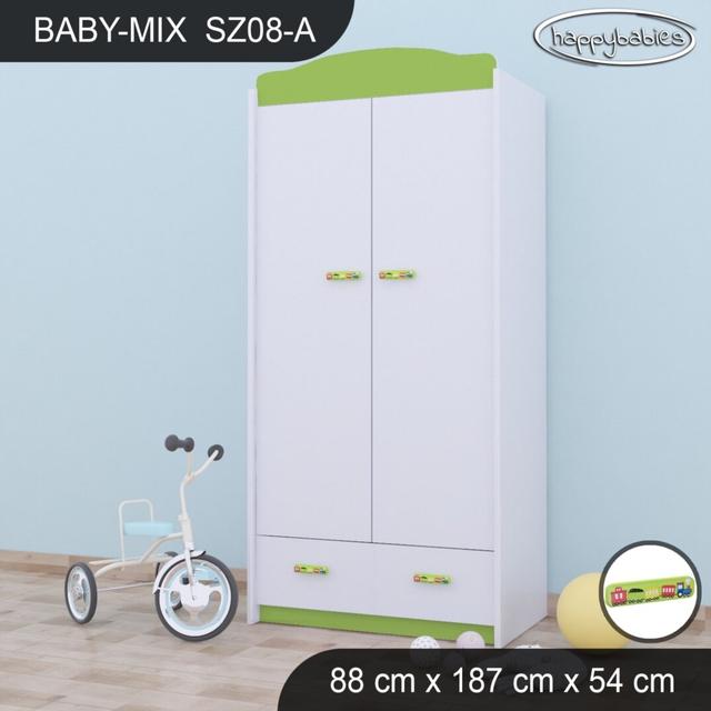 2 Door Wardrobe Happy Babies Colour: Green on Productcaster.