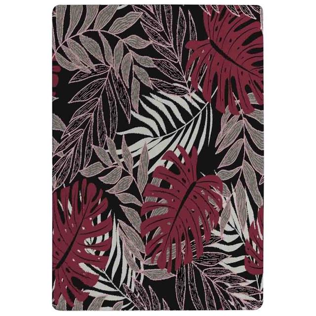 Norris Tropical Leaves Shaggy Black/Purple Rug East Urban Home Rug Size: Rectangle 140 x 200cm on Productcaster.