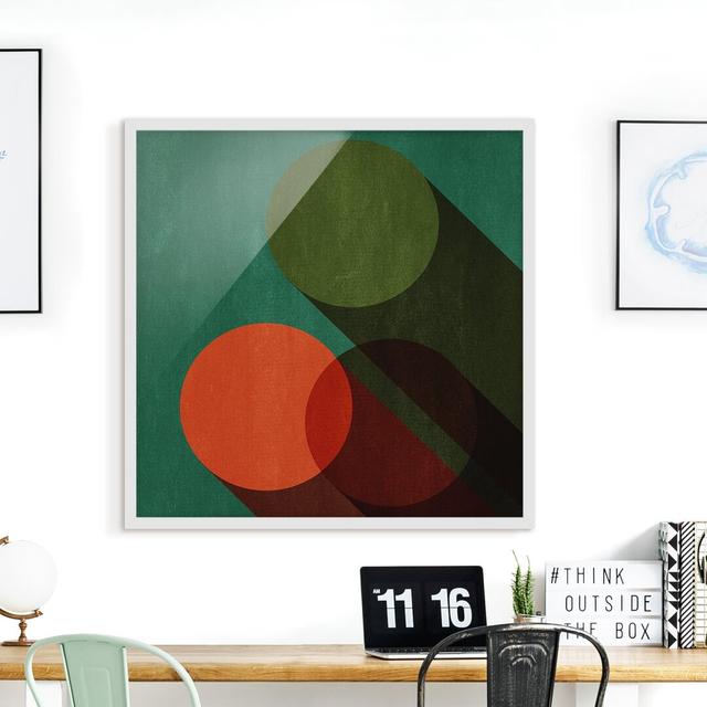 Circles in Green and Red - Picture Frame Graphic Art Print on Paper Ebern Designs Size: 50cm H x 50cm W x 2cm D, Frame Option: White Framed on Productcaster.