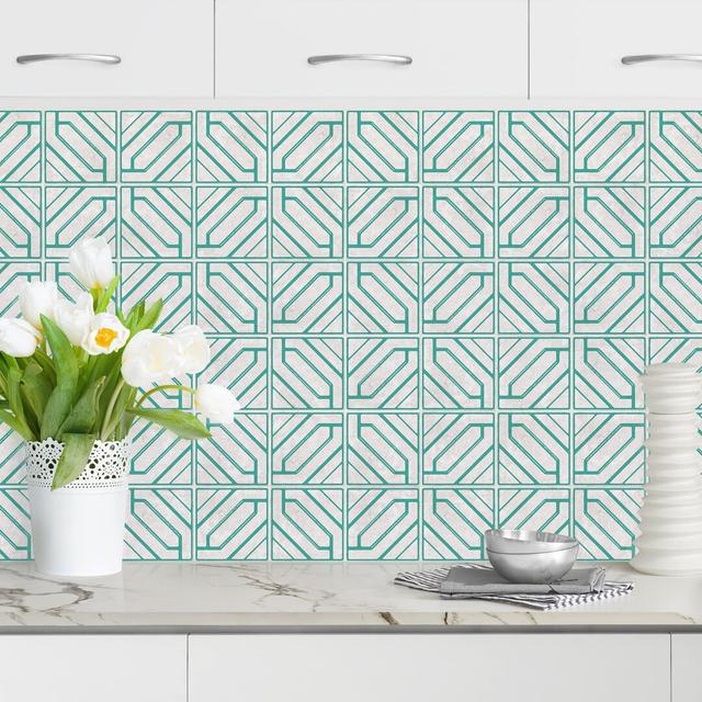 Chandler Pattern Diamonds Geometry 50cm PVC Tile Corrigan Studio Colour: Turquoise on Productcaster.