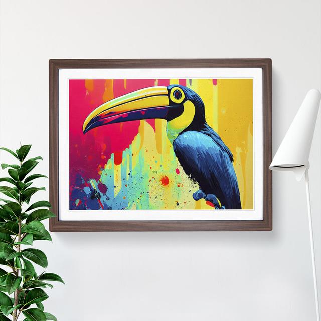 Toucan Bird Splash Vol.2 Abstract - Single Picture Frame Print 17 Stories Size: 46cm H x 64cm W x 2cm D, Frame Colour: Walnut Framed on Productcaster.