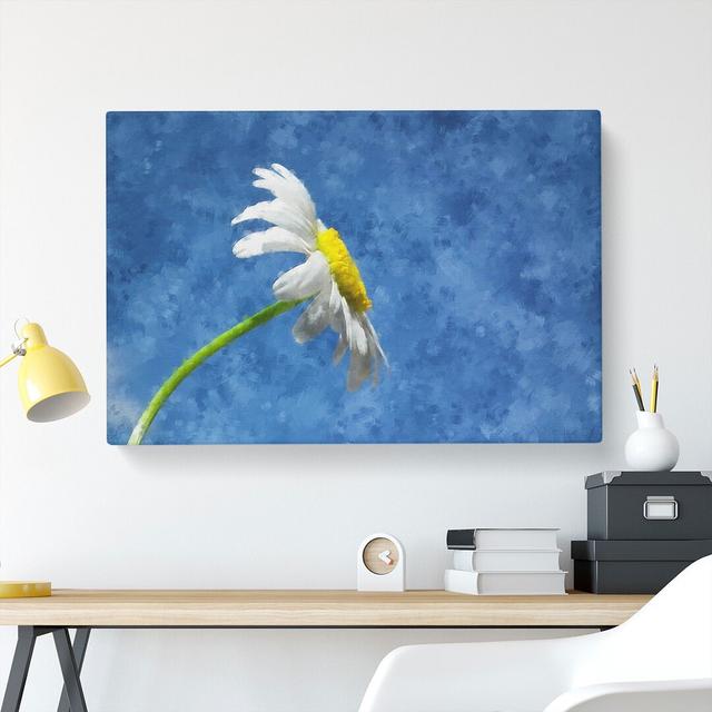 White Daisy Flower - Wrapped Canvas Print East Urban Home Size: 35cm H x 50cm W x 3cm D on Productcaster.