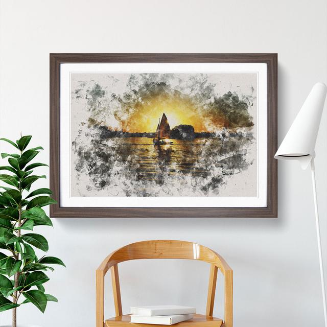 Sailing Boat Vol.4 Watercolour - Picture Frame Graphic Art East Urban Home Frame Option: Walnut Framed, Size: 65cm H x 90cm W x 2cm D on Productcaster.