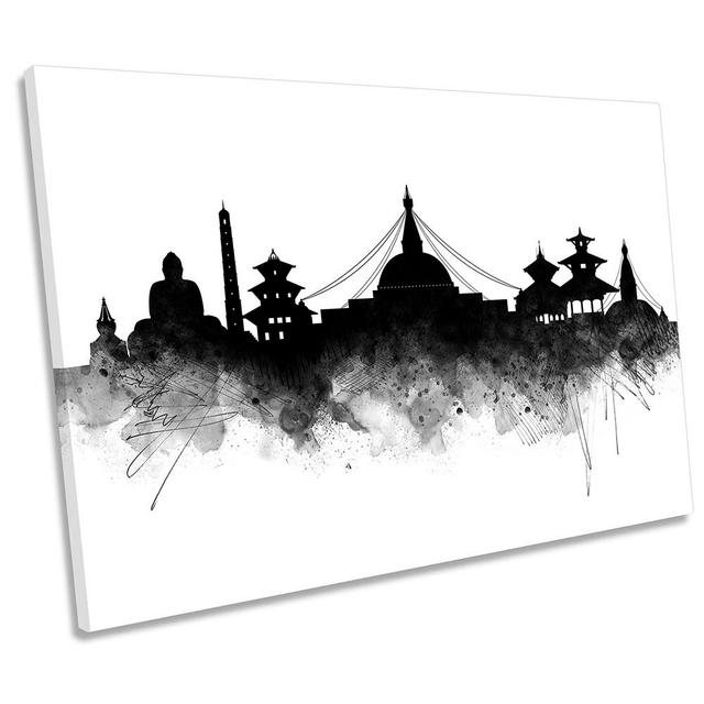 Z1323 Kathmandu Abstract City Skyline - Wrapped Canvas Print Ebern Designs Size: 40.6cm H x 61cm W x 2cm D on Productcaster.