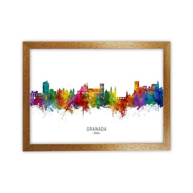 Granada Spain Skyline by Michael Tompsett - Graphic Art Print Latitude Run Format: Brown Framed, Size: 64cm H x 88cm W x 3cm D on Productcaster.