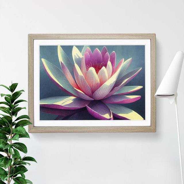 Flashy Water Lily Flower - Single Picture Frame Painting ClassicLiving Size: 34cm H x 46cm W x 2cm D, Frame Colour: Oak on Productcaster.