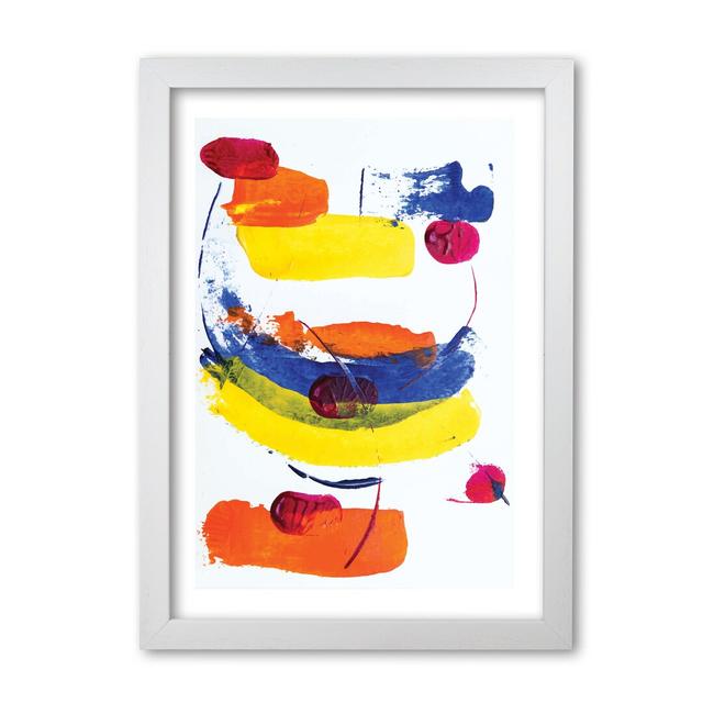 Bright Yellow, Blue And Red Abstract Paint Strokes - Print East Urban Home Format: White Grain Frame, Size: 85 cm H x 60 cm W x 5 cm D on Productcaster.