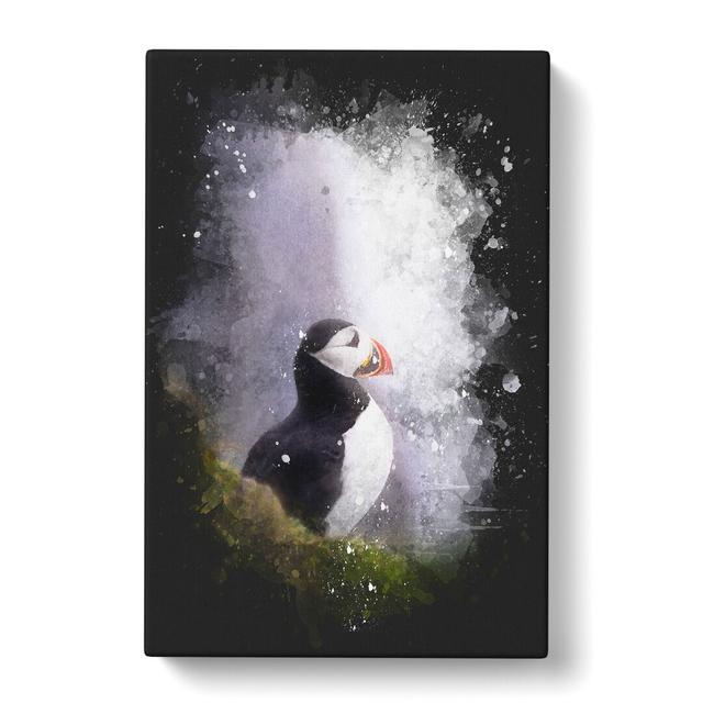 Atlantic Puffin Birds Vol.7 Paint Splash East Urban Home Size: 35cm H x 35cm W x 3cm D on Productcaster.