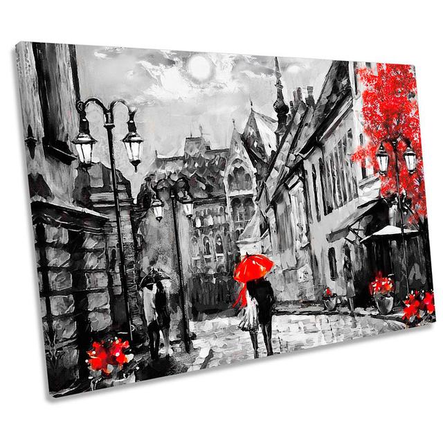 Budapest City Umbrella Picture Canvas Wall Art Print Red Rosalind Wheeler Size: 91.4cm H x 137.2cm W on Productcaster.