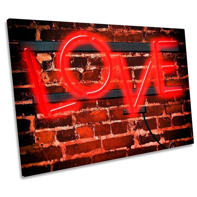 Love Neon Sign Red - Wrapped Canvas Art Prints Canvas Geeks Size: 40.6cm H x 61cm W x 2cm D on Productcaster.