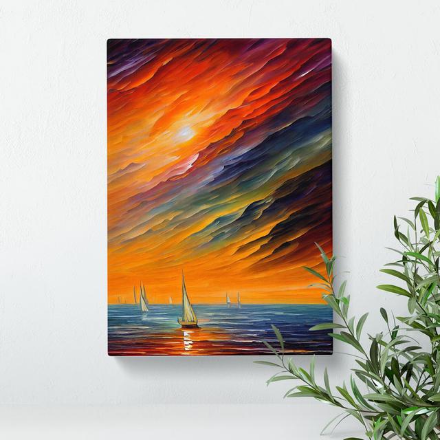 Boats Under the Sunset No.1 - Painting Breakwater Bay Format: Wrapped Canvas, Size: 50cm H x 35cm W x 3cm D, Matte Colour: No Matte on Productcaster.