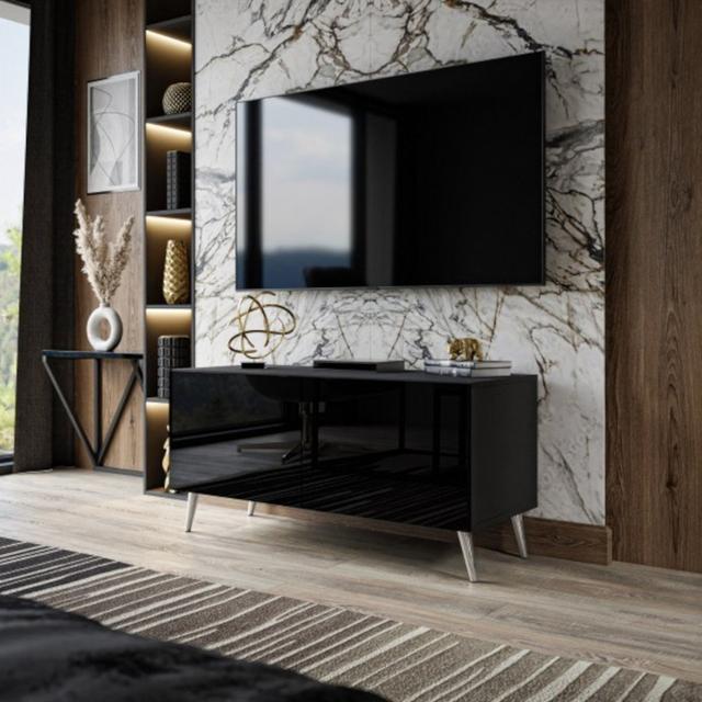 Nallani TV Stand for TVs up to 88" Fairmont Park Colour: Black/Silver on Productcaster.