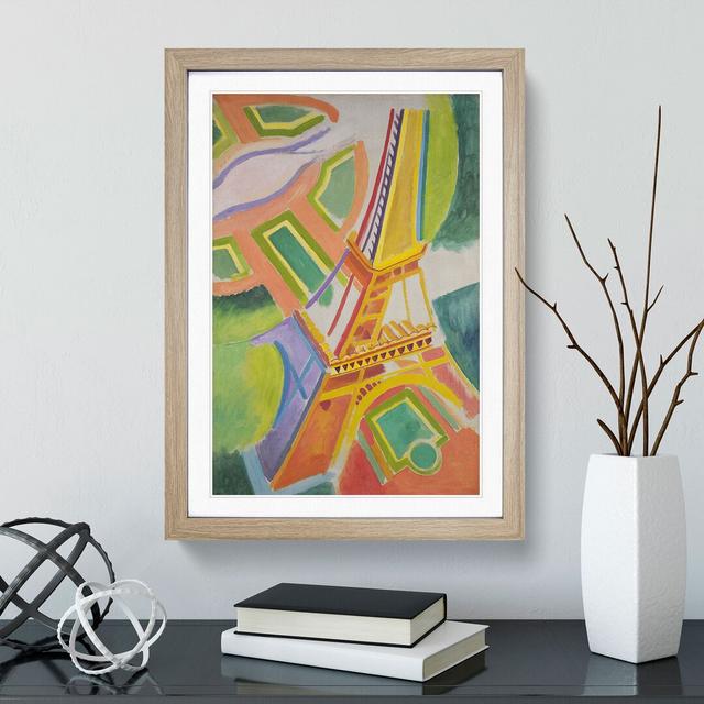 Eiffel Tower by Robert Delaunay - Picture Frame Graphic Art East Urban Home Size: 90cm H x 65cm W x 2cm D, Frame Option: Oak on Productcaster.