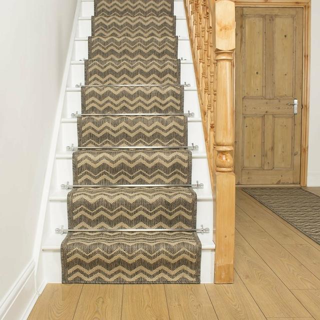 Stair Runner Abrielle Chevron Hand Woven Flatweave Area Rug Union Rustic Rug Size: Runner 690cm x 66cm on Productcaster.