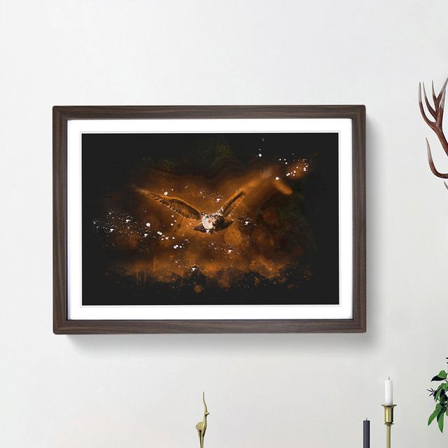 Flying Owl at Dusk - Picture Frame Graphic Art Print East Urban Home Frame Option: Walnut Framed, Size: 62cm H x 87cm W x 2cm D on Productcaster.