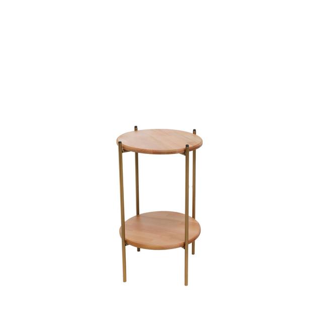 Thurlos Side Table Williston Forge Table Base Colour: Gold, Table Top Colour: Oak on Productcaster.